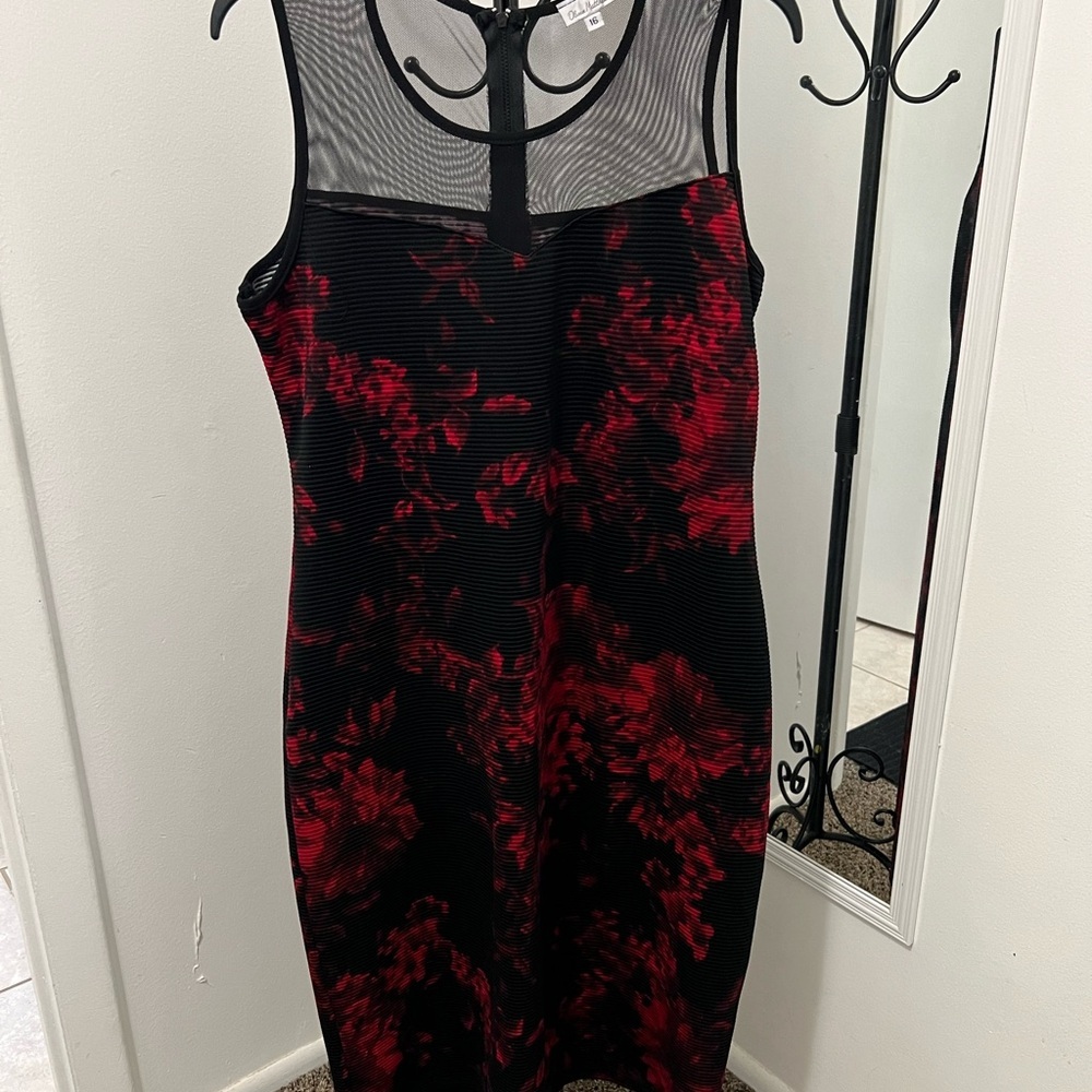 NOT FOR SALE Olivia Mattheus Elegant Black and Red Floral Dress.  #009